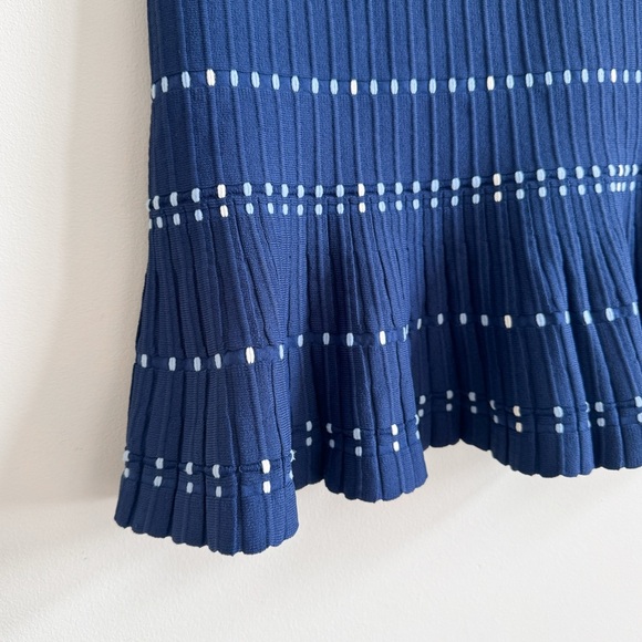 SANDRO • Fluted Ribbed-Knit Mini Skirt in Blue - Picture 5 of 11